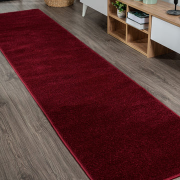 Haze Solid Low-pile Area Rug Dark Red